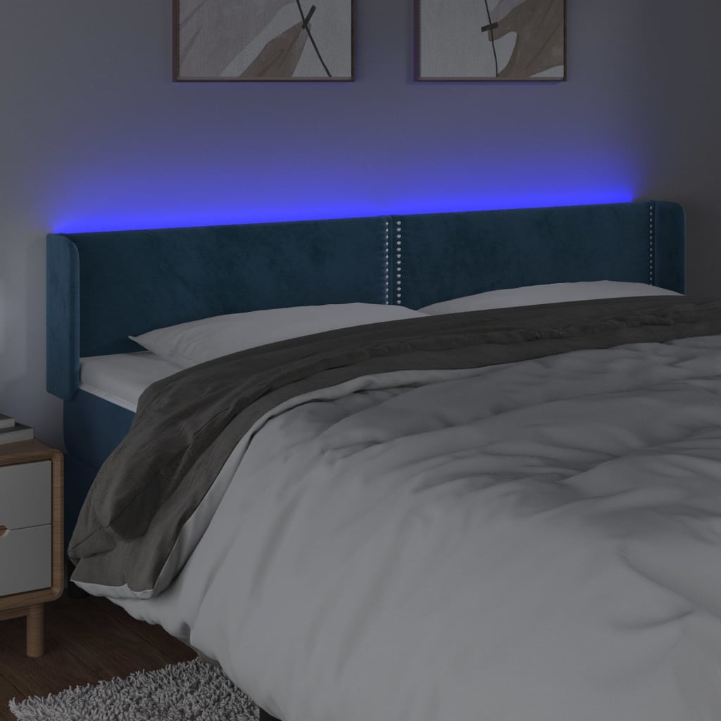 Hoofdbord LED 203x16x78/88 cm fluweel donkerblauw is nu te koop bij PeponiXL, paradijselijk wonen!