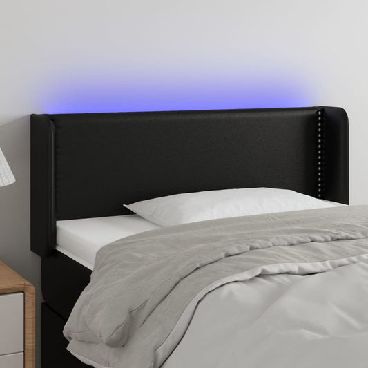 Hoofdbord LED 83x16x78/88 cm kunstleer zwart is nu te koop bij PeponiXL, paradijselijk wonen!