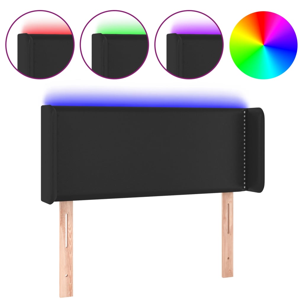 Hoofdbord LED 93x16x78/88 cm kunstleer zwart is nu te koop bij PeponiXL, paradijselijk wonen!