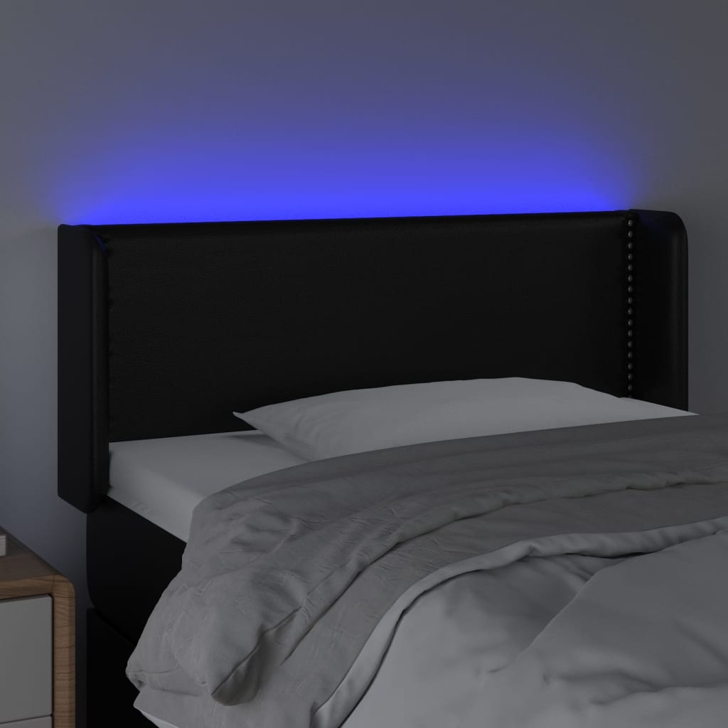 Hoofdbord LED 93x16x78/88 cm kunstleer zwart is nu te koop bij PeponiXL, paradijselijk wonen!