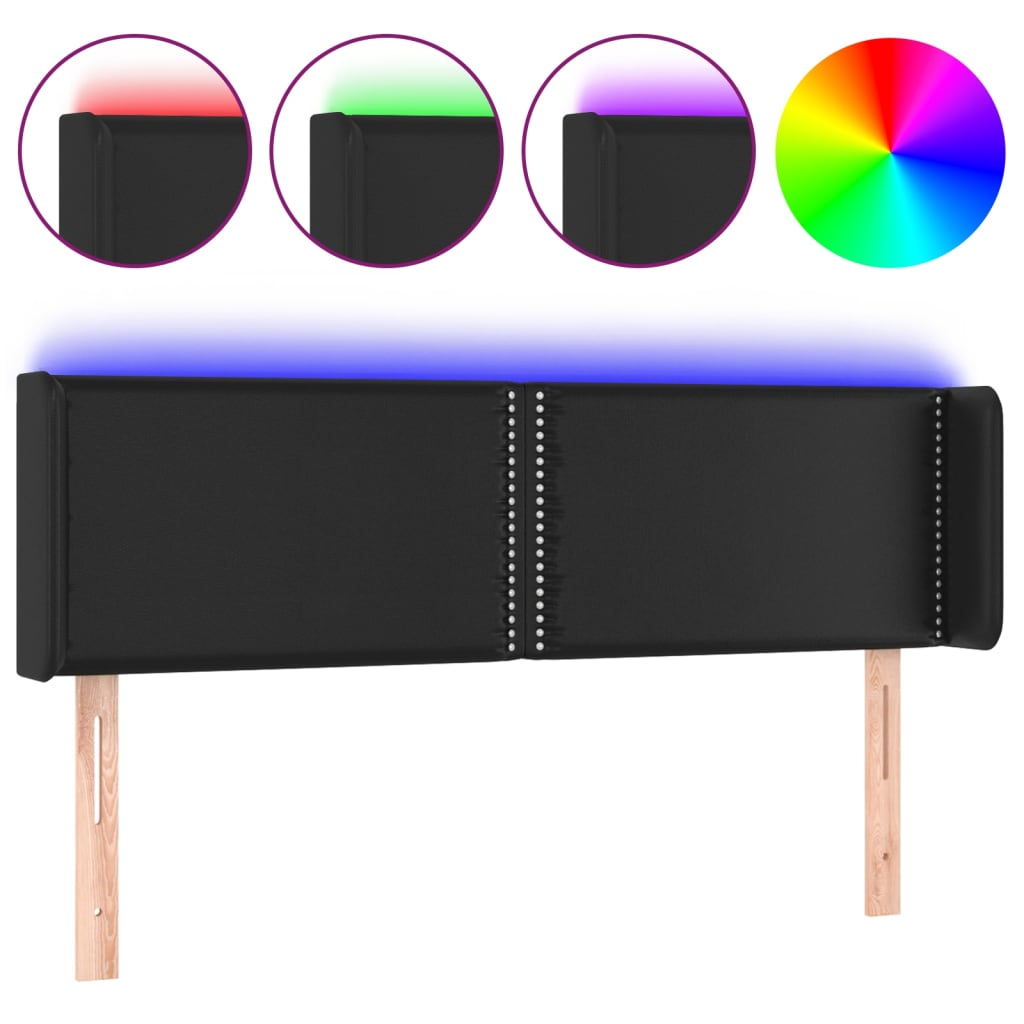 Hoofdbord LED 147x16x78/88 cm kunstleer zwart is nu te koop bij PeponiXL, paradijselijk wonen!