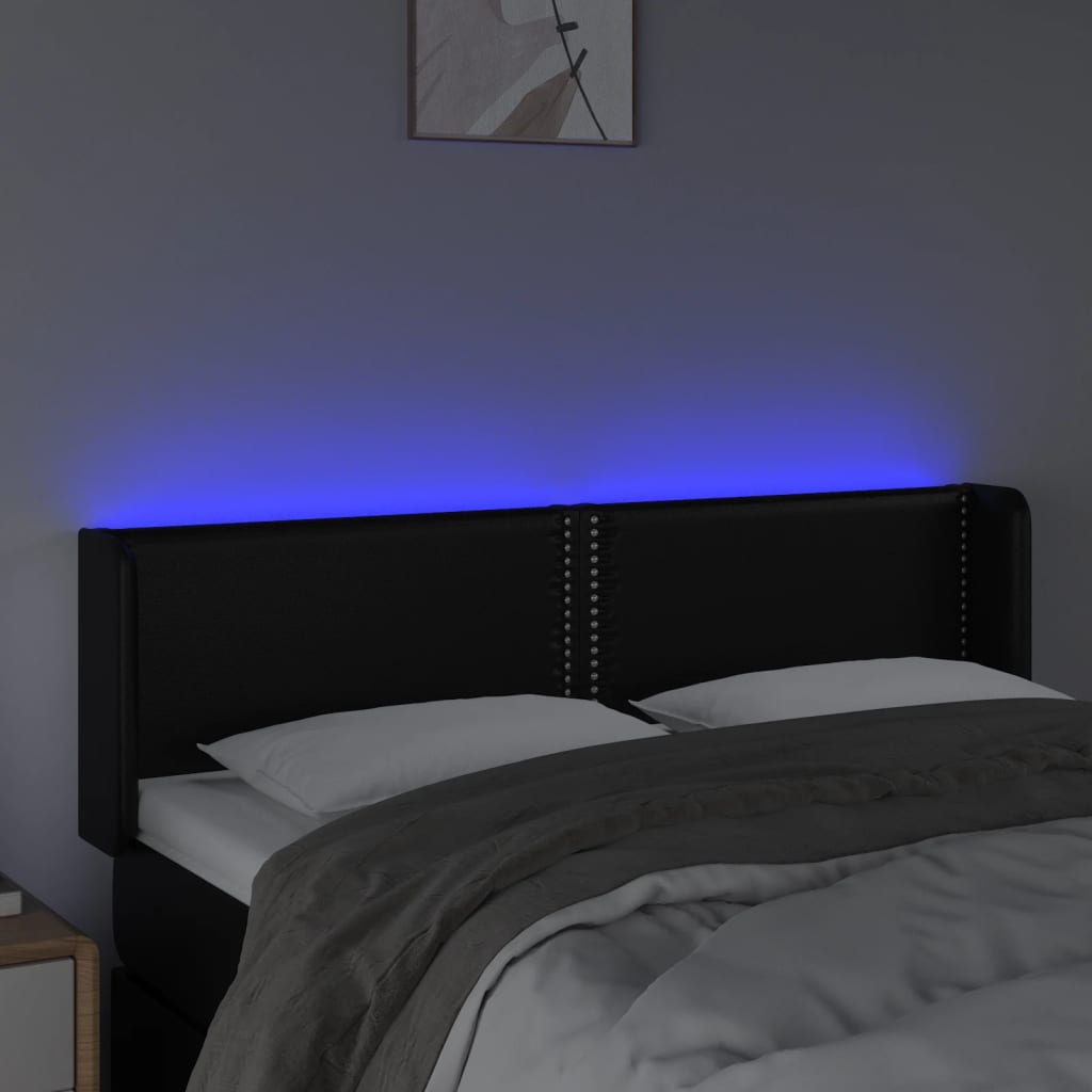 Hoofdbord LED 147x16x78/88 cm kunstleer zwart is nu te koop bij PeponiXL, paradijselijk wonen!