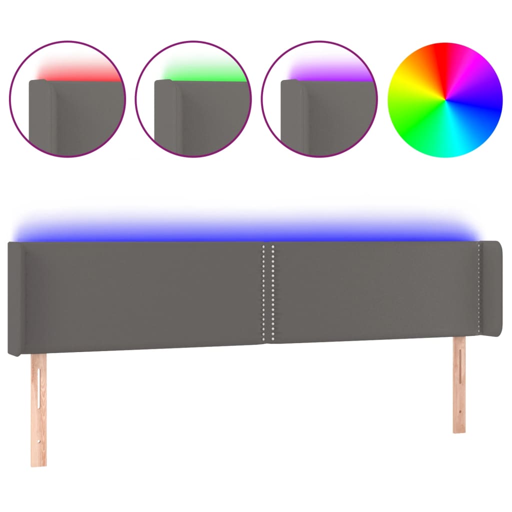 Hoofdbord LED 183x16x78/88 cm kunstleer grijs is nu te koop bij PeponiXL, paradijselijk wonen!