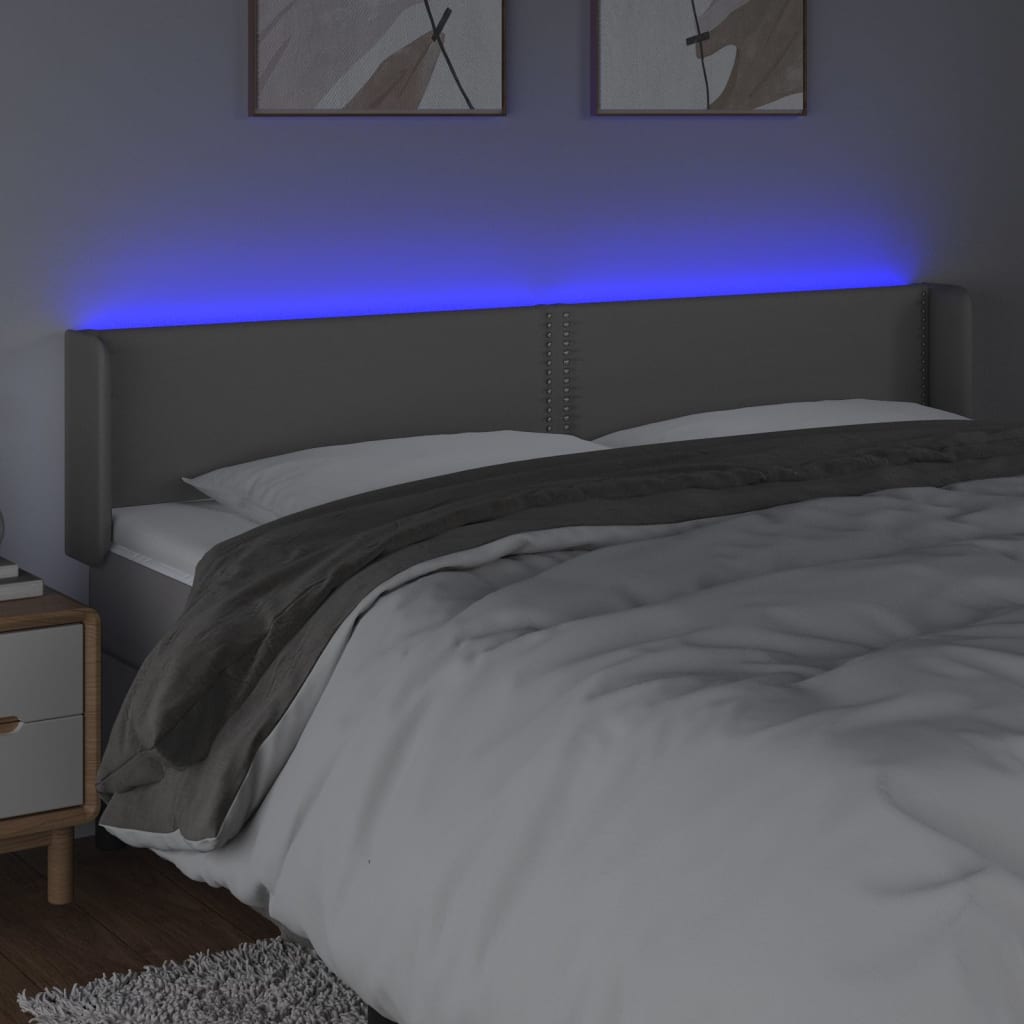 Hoofdbord LED 183x16x78/88 cm kunstleer grijs is nu te koop bij PeponiXL, paradijselijk wonen!