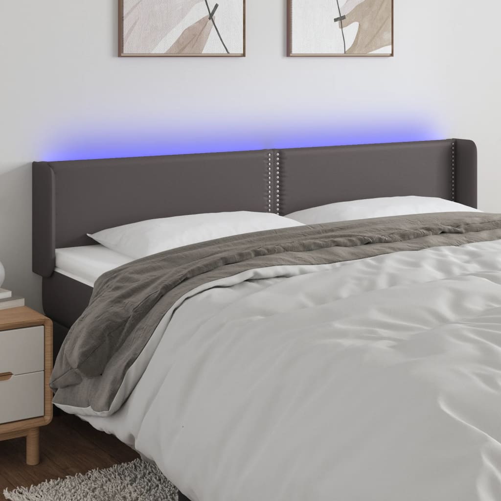 Hoofdbord LED 183x16x78/88 cm kunstleer grijs is nu te koop bij PeponiXL, paradijselijk wonen!