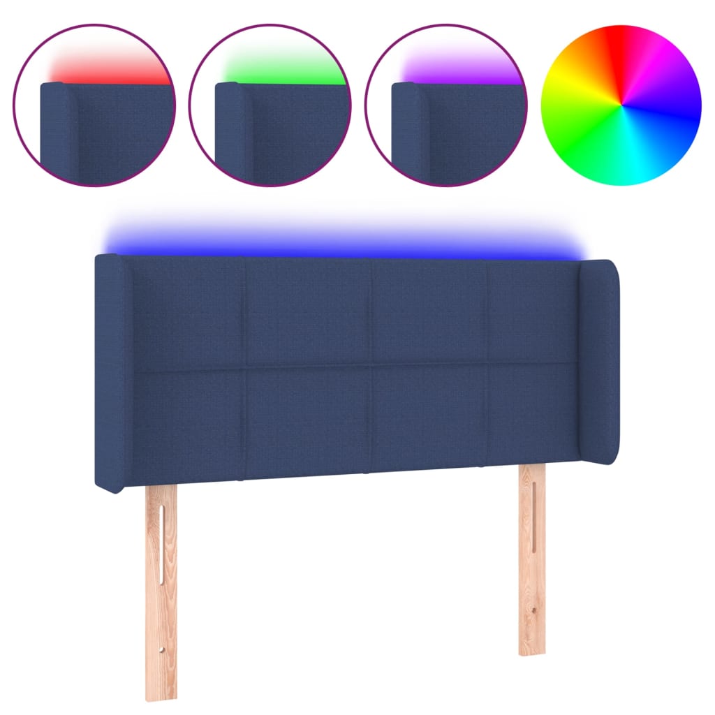 Hoofdbord LED 83x16x78/88 cm stof blauw is nu te koop bij PeponiXL, paradijselijk wonen!