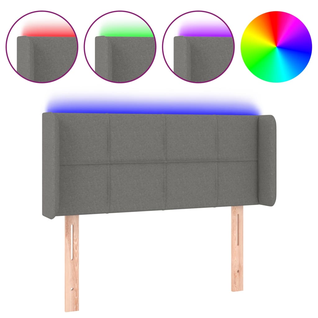 Hoofdbord LED 93x16x78/88 cm stof donkergrijs is nu te koop bij PeponiXL, paradijselijk wonen!
