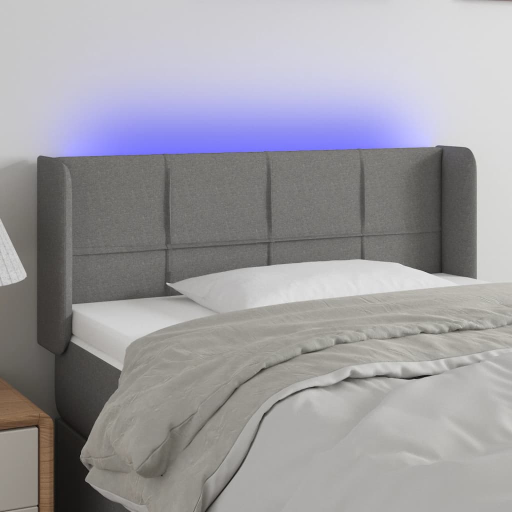 Hoofdbord LED 93x16x78/88 cm stof donkergrijs is nu te koop bij PeponiXL, paradijselijk wonen!
