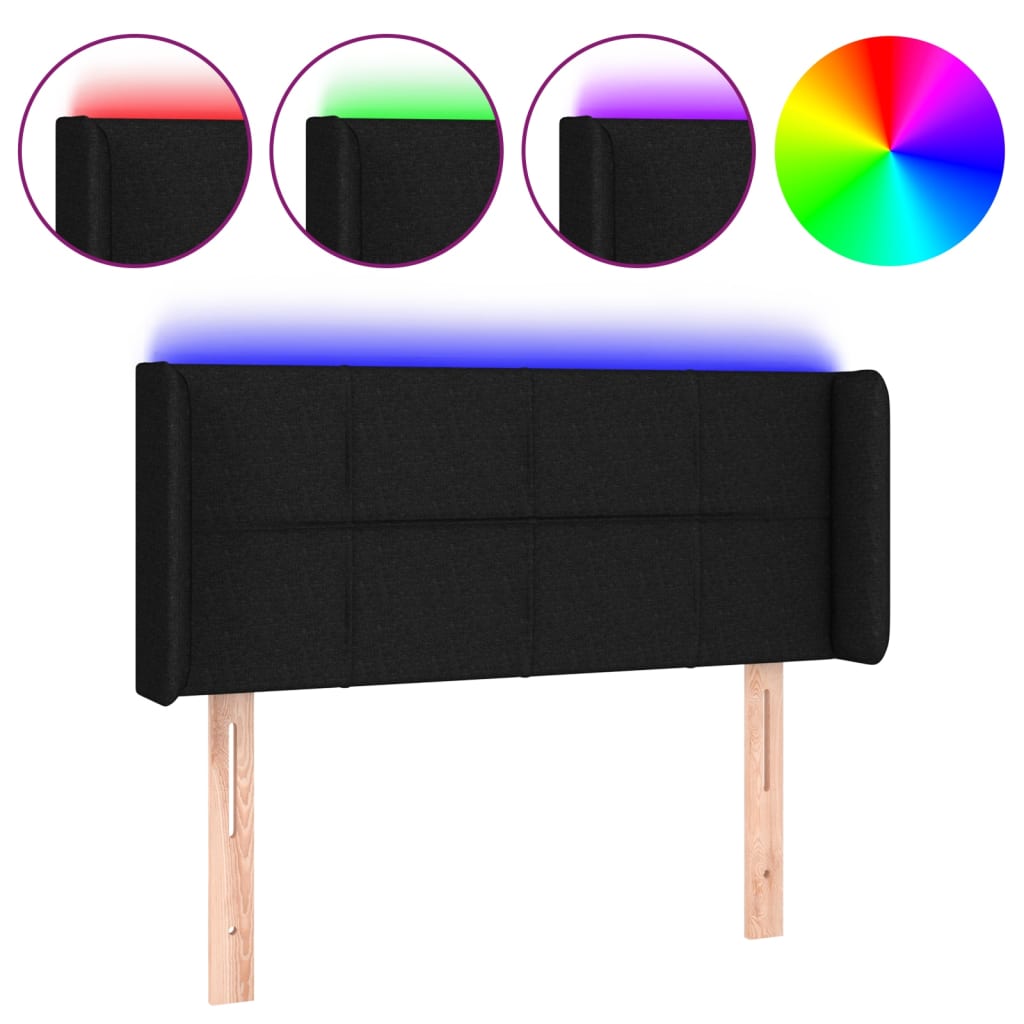 Hoofdbord LED 93x16x78/88 cm stof zwart is nu te koop bij PeponiXL, paradijselijk wonen!