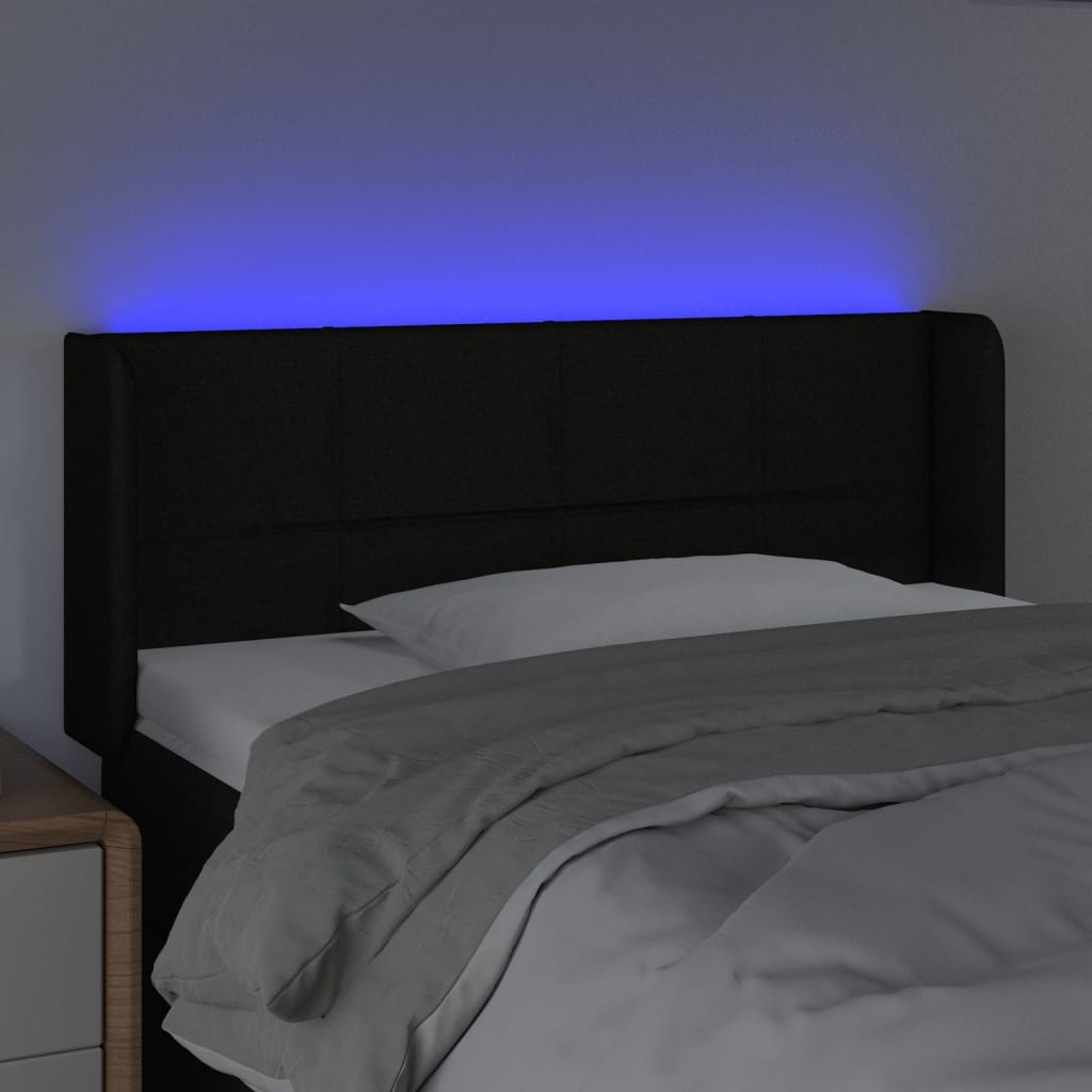 Hoofdbord LED 93x16x78/88 cm stof zwart is nu te koop bij PeponiXL, paradijselijk wonen!