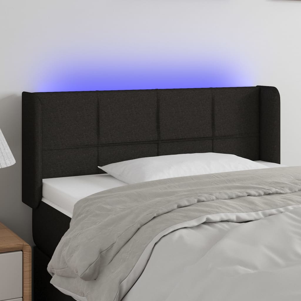 Hoofdbord LED 93x16x78/88 cm stof zwart is nu te koop bij PeponiXL, paradijselijk wonen!