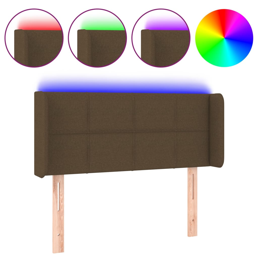 Hoofdbord LED 93x16x78/88 cm stof donkerbruin is nu te koop bij PeponiXL, paradijselijk wonen!