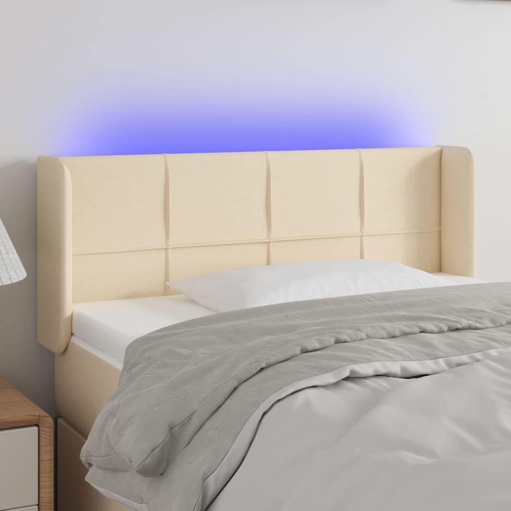 Hoofdbord LED 93x16x78/88 cm stof crèmekleurig is nu te koop bij PeponiXL, paradijselijk wonen!