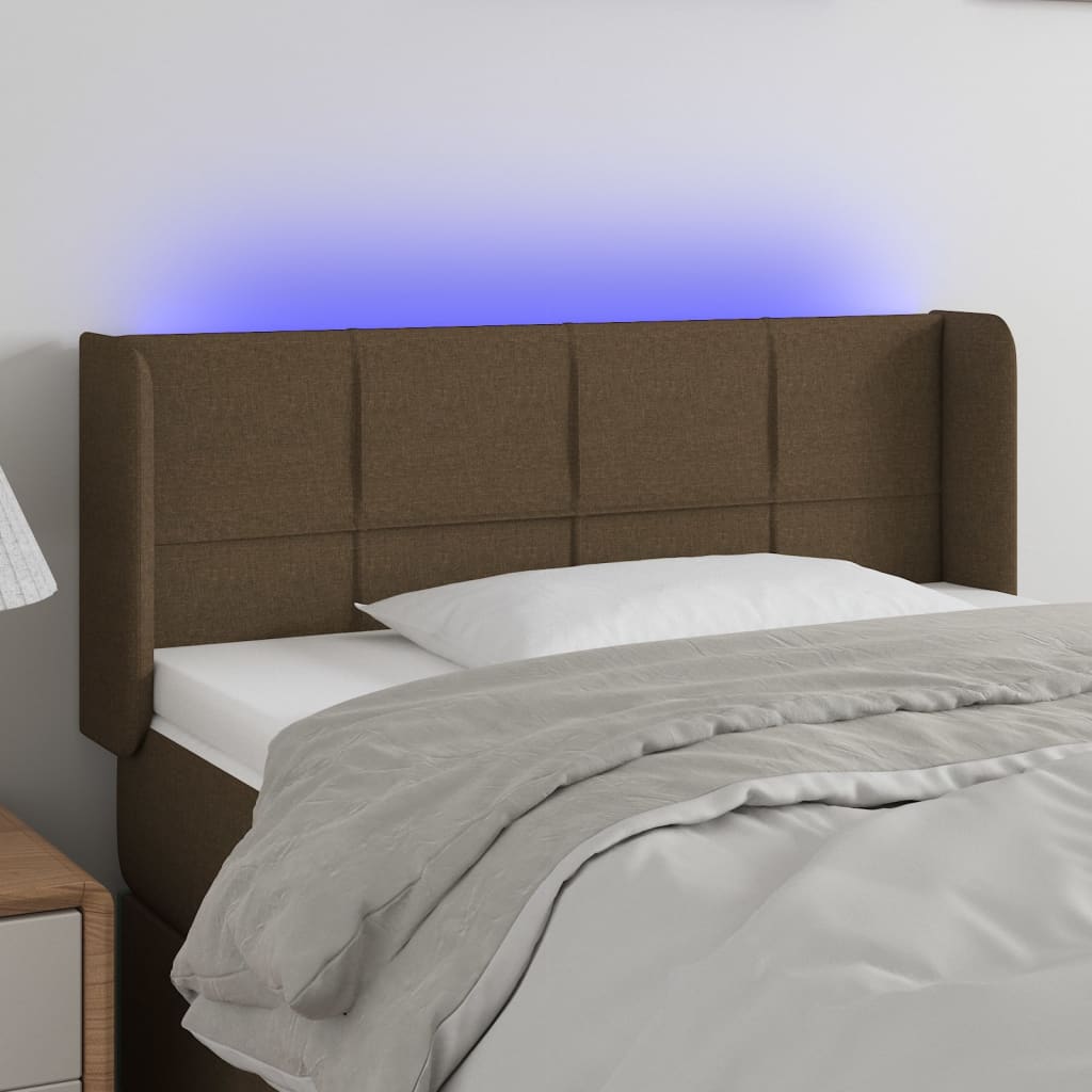 Hoofdbord LED 103x16x78/88 cm stof donkerbruin is nu te koop bij PeponiXL, paradijselijk wonen!