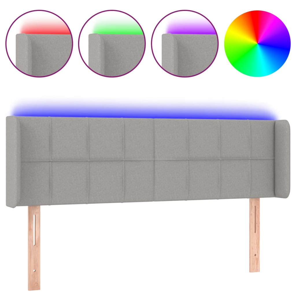 Hoofdbord LED 147x16x78/88 cm stof lichtgrijs is nu te koop bij PeponiXL, paradijselijk wonen!
