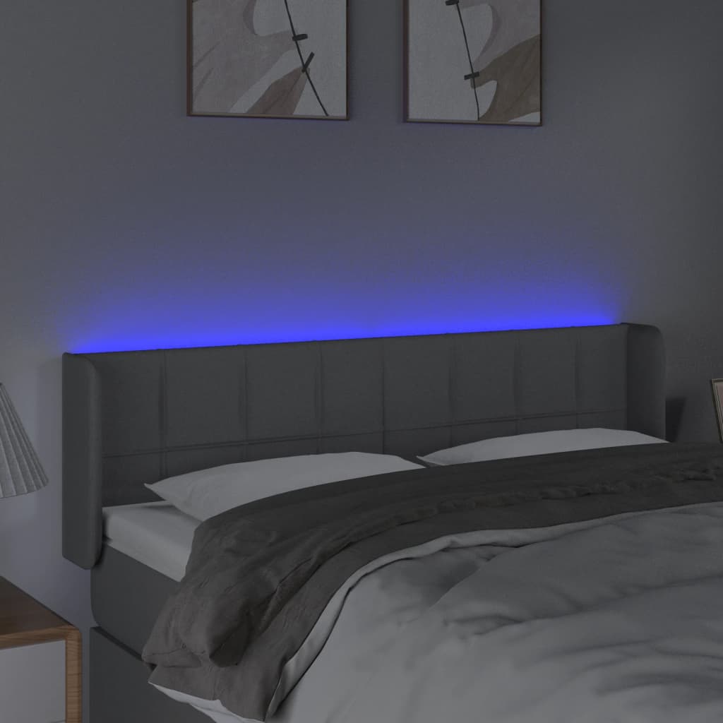 Hoofdbord LED 147x16x78/88 cm stof lichtgrijs is nu te koop bij PeponiXL, paradijselijk wonen!