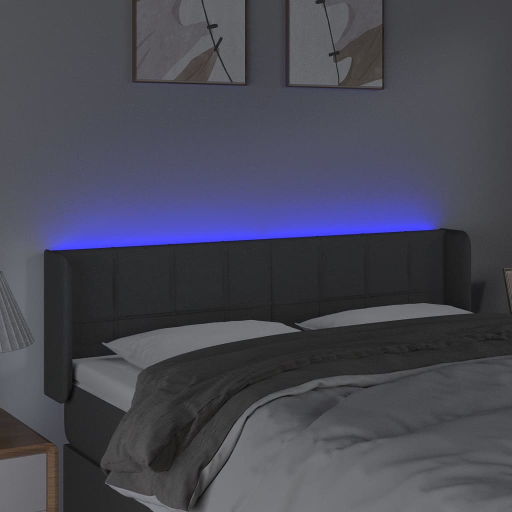 Hoofdbord LED 147x16x78/88 cm stof donkergrijs is nu te koop bij PeponiXL, paradijselijk wonen!