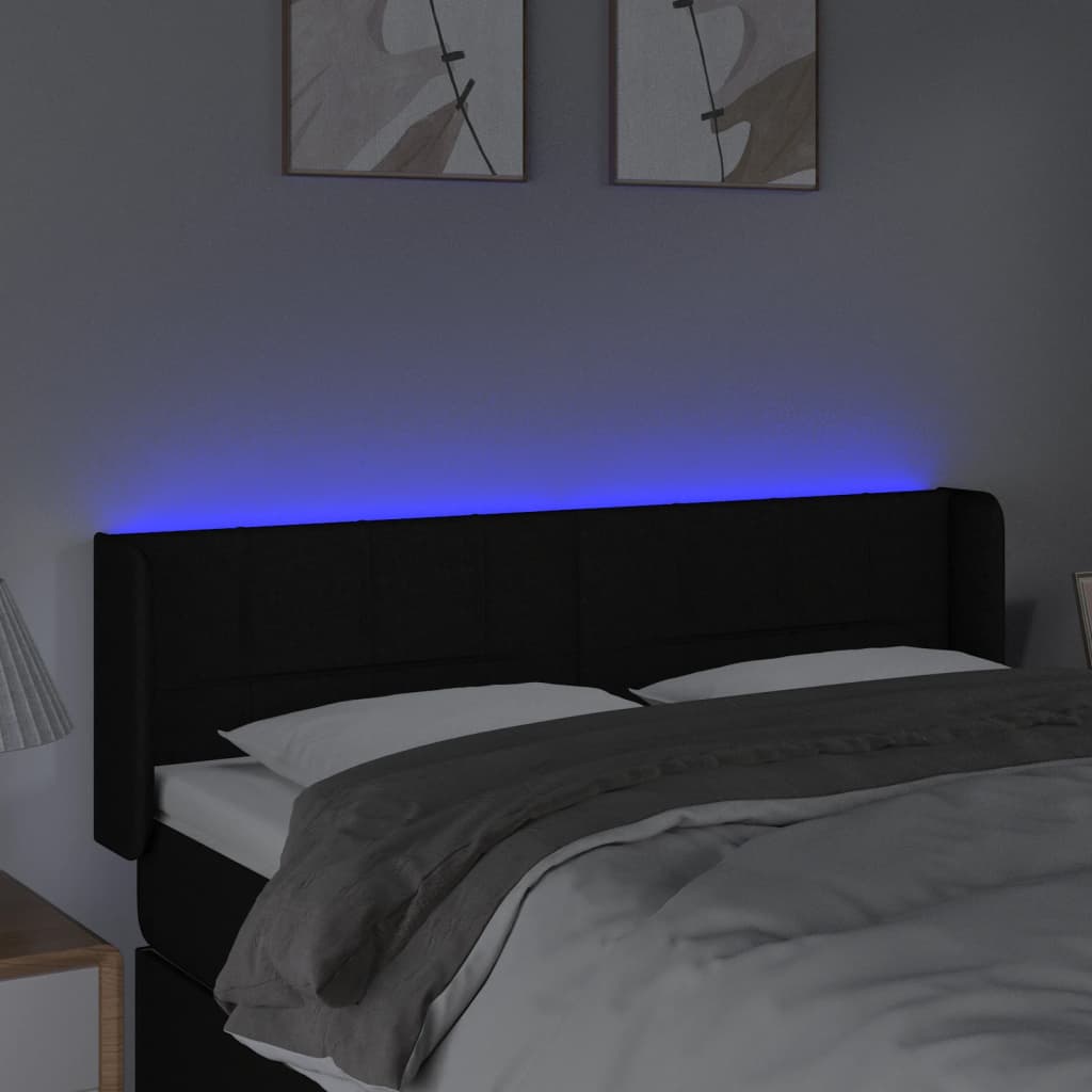 Hoofdbord LED 147x16x78/88 cm stof zwart is nu te koop bij PeponiXL, paradijselijk wonen!