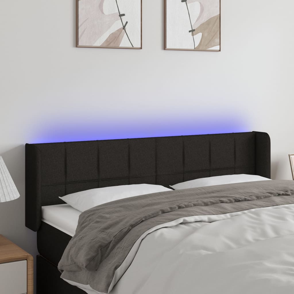 Hoofdbord LED 147x16x78/88 cm stof zwart is nu te koop bij PeponiXL, paradijselijk wonen!