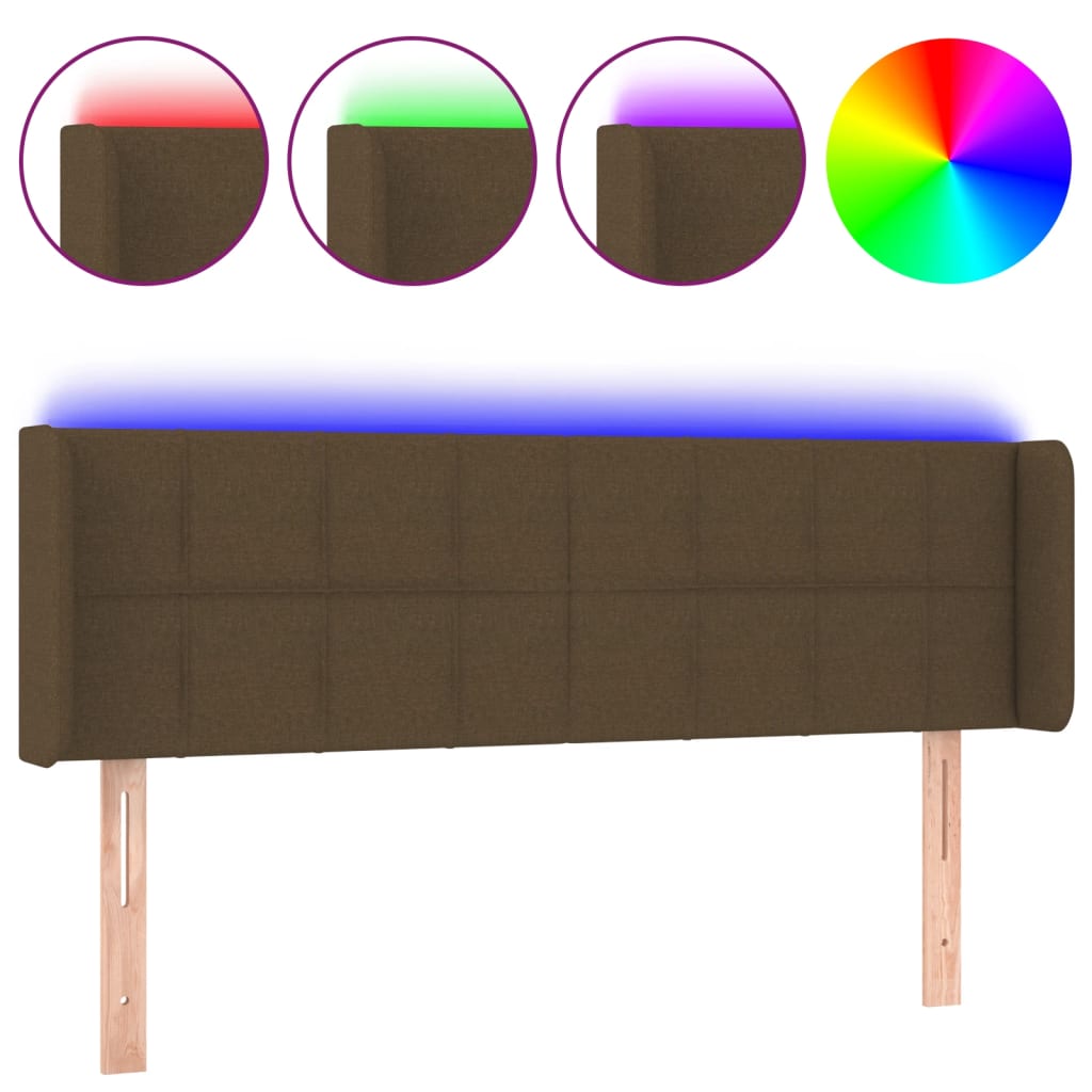 Hoofdbord LED 147x16x78/88 cm stof donkerbruin is nu te koop bij PeponiXL, paradijselijk wonen!