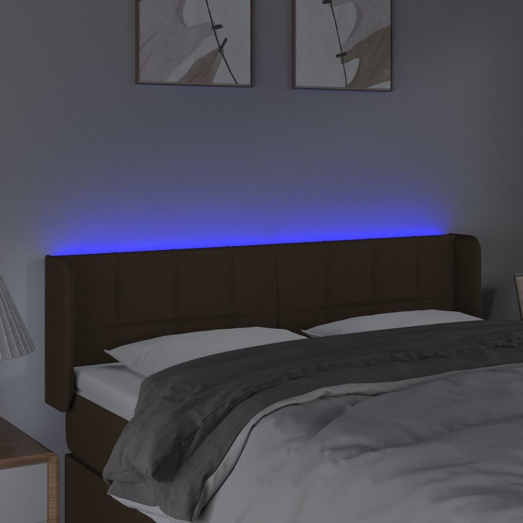 Hoofdbord LED 147x16x78/88 cm stof donkerbruin is nu te koop bij PeponiXL, paradijselijk wonen!