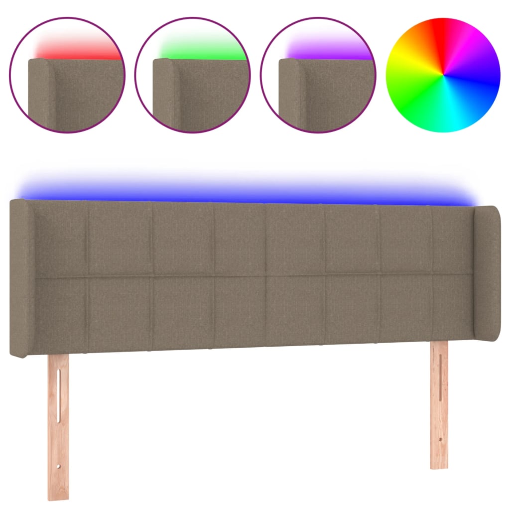 Hoofdbord LED 147x16x78/88 cm stof taupe is nu te koop bij PeponiXL, paradijselijk wonen!