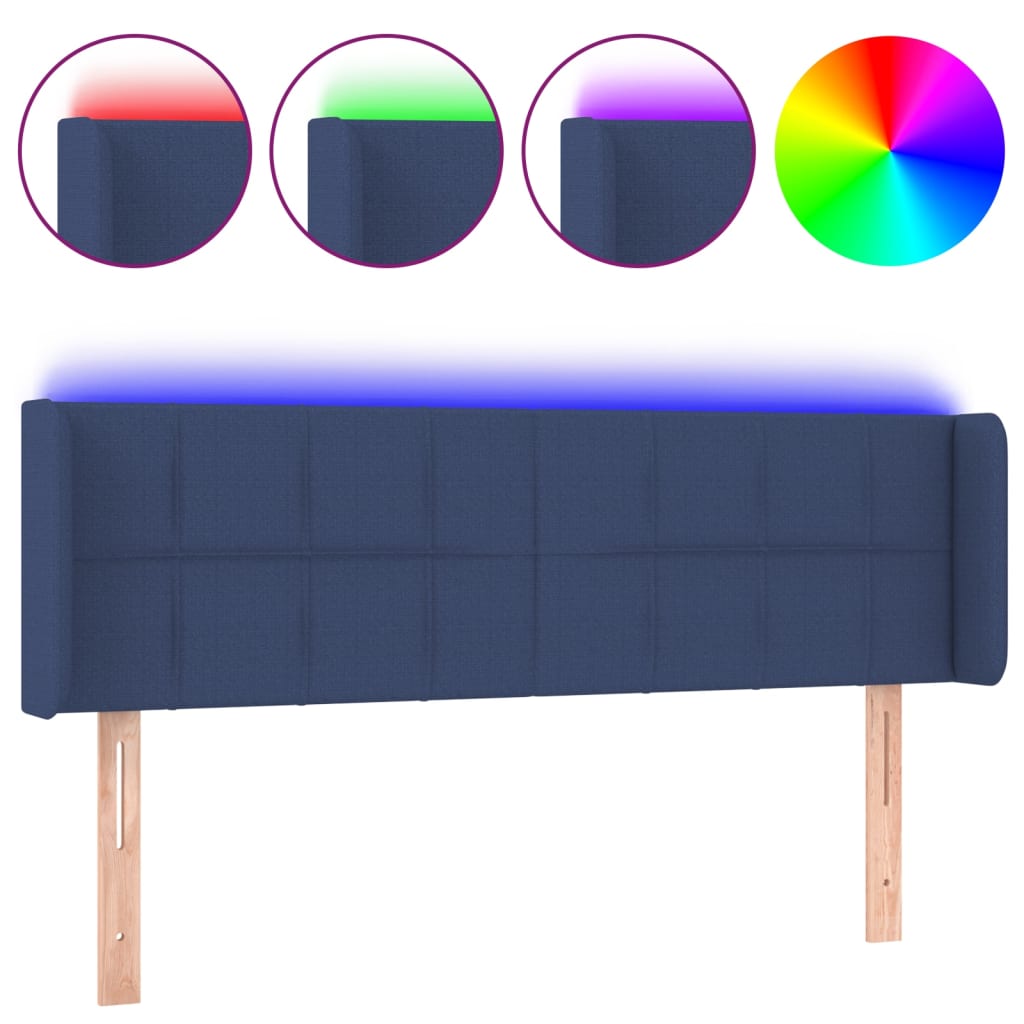 Hoofdbord LED 147x16x78/88 cm stof blauw is nu te koop bij PeponiXL, paradijselijk wonen!
