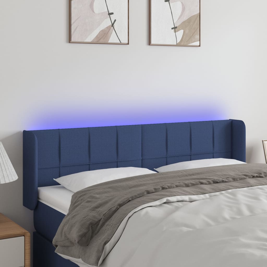 Hoofdbord LED 147x16x78/88 cm stof blauw is nu te koop bij PeponiXL, paradijselijk wonen!
