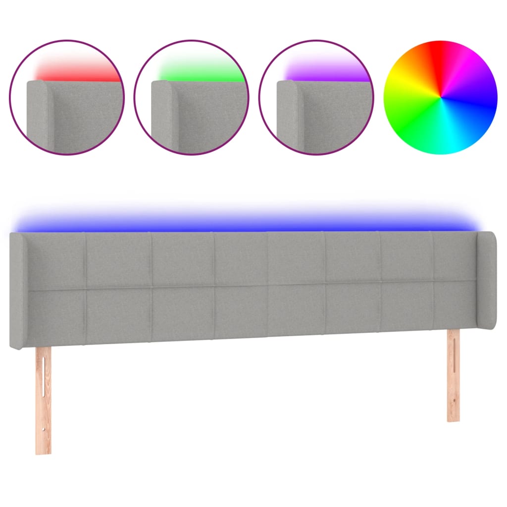 Hoofdbord LED 163x16x78/88 cm stof lichtgrijs is nu te koop bij PeponiXL, paradijselijk wonen!