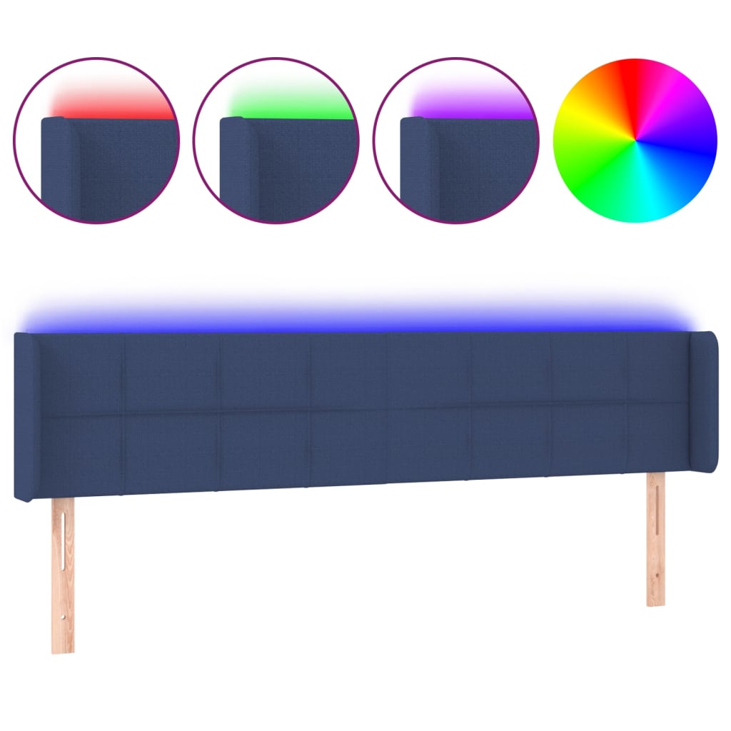 Hoofdbord LED 163x16x78/88 cm stof blauw is nu te koop bij PeponiXL, paradijselijk wonen!