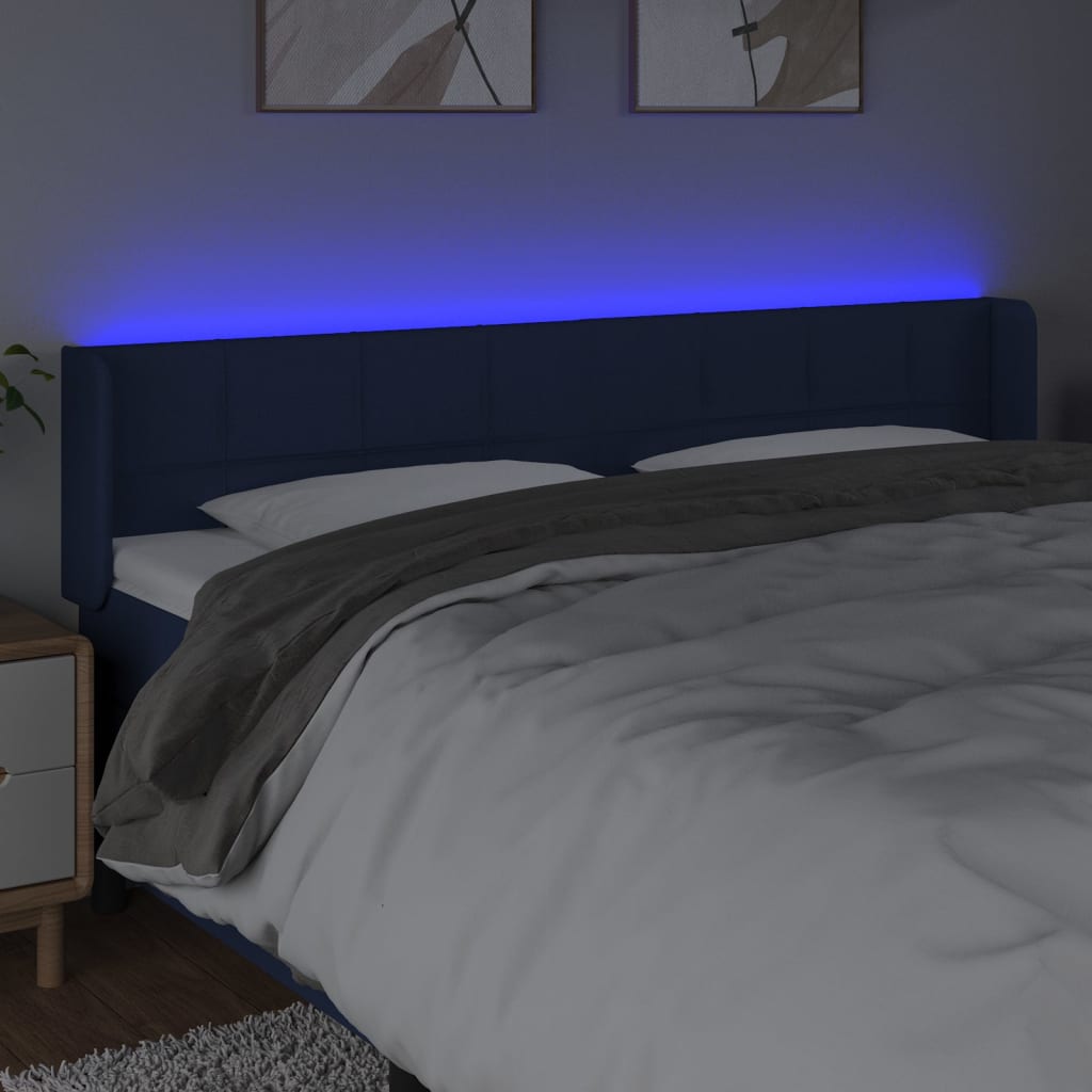 Hoofdbord LED 163x16x78/88 cm stof blauw is nu te koop bij PeponiXL, paradijselijk wonen!
