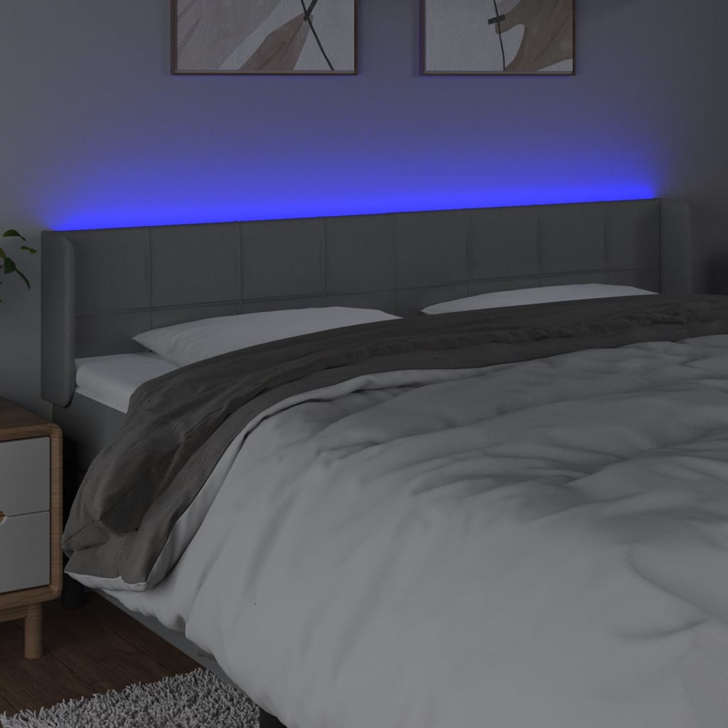 Hoofdbord LED 183x16x78/88 cm stof lichtgrijs is nu te koop bij PeponiXL, paradijselijk wonen!