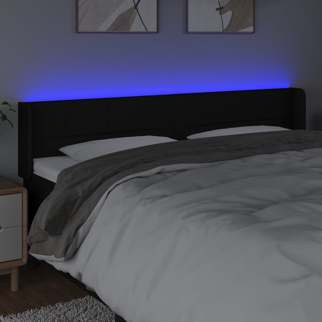 Hoofdbord LED 183x16x78/88 cm stof zwart is nu te koop bij PeponiXL, paradijselijk wonen!