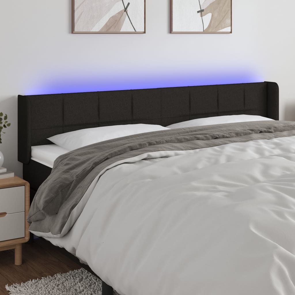 Hoofdbord LED 183x16x78/88 cm stof zwart is nu te koop bij PeponiXL, paradijselijk wonen!