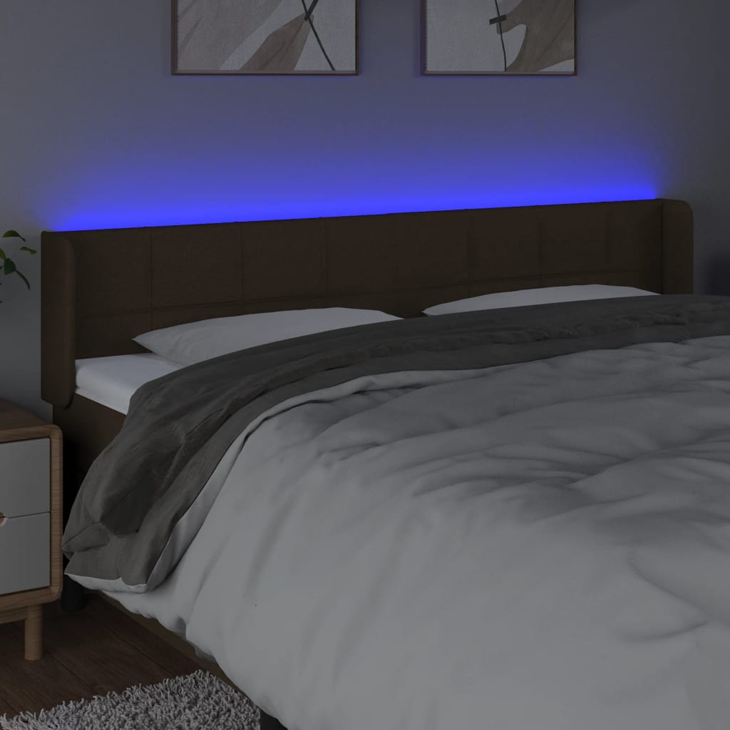 Hoofdbord LED 183x16x78/88 cm stof donkerbruin is nu te koop bij PeponiXL, paradijselijk wonen!