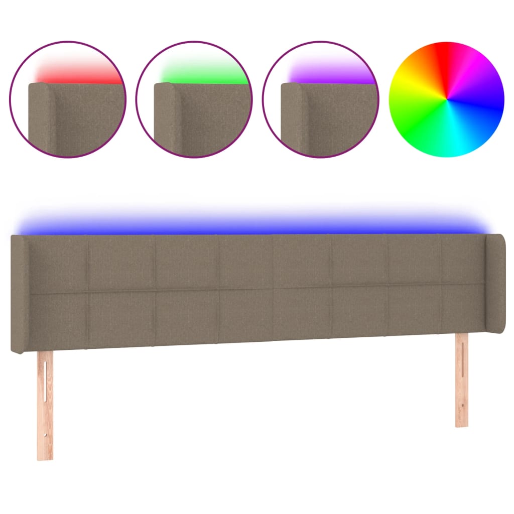Hoofdbord LED 183x16x78/88 cm stof taupe is nu te koop bij PeponiXL, paradijselijk wonen!