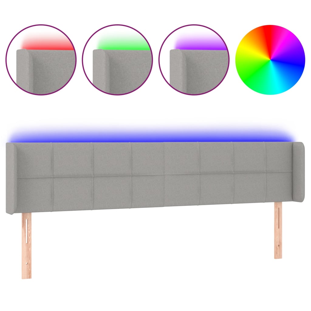 Hoofdbord LED 203x16x78/88 cm stof lichtgrijs is nu te koop bij PeponiXL, paradijselijk wonen!