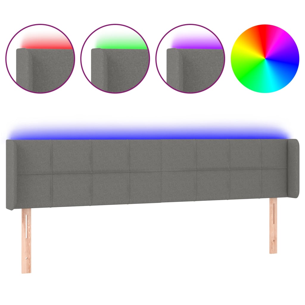 Hoofdbord LED 203x16x78/88 cm stof donkergrijs is nu te koop bij PeponiXL, paradijselijk wonen!