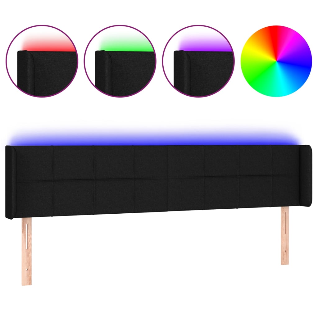 Hoofdbord LED 203x16x78/88 cm stof zwart is nu te koop bij PeponiXL, paradijselijk wonen!