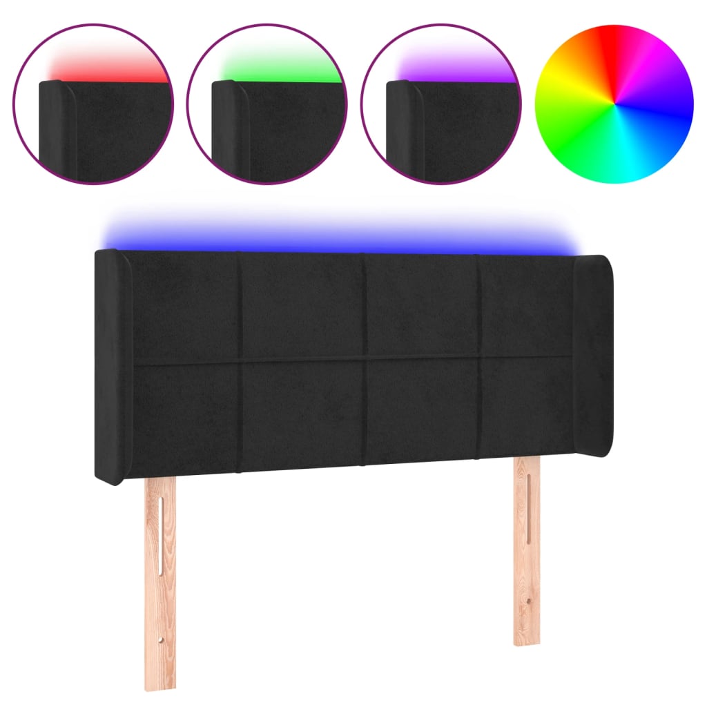 Hoofdbord LED 83x16x78/88 cm fluweel zwart is nu te koop bij PeponiXL, paradijselijk wonen!