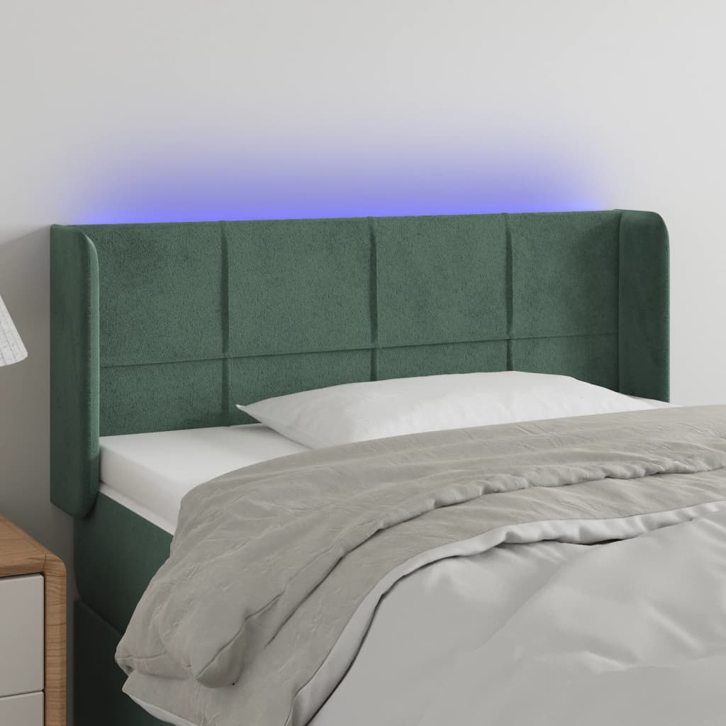 Hoofdbord LED 83x16x78/88 cm fluweel donkergroen is nu te koop bij PeponiXL, paradijselijk wonen!