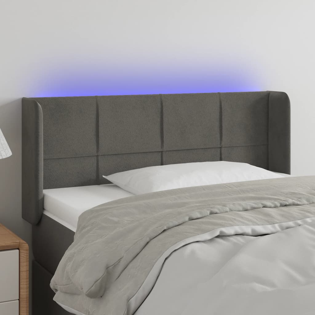 Hoofdbord LED 93x16x78/88 cm fluweel donkergrijs is nu te koop bij PeponiXL, paradijselijk wonen!