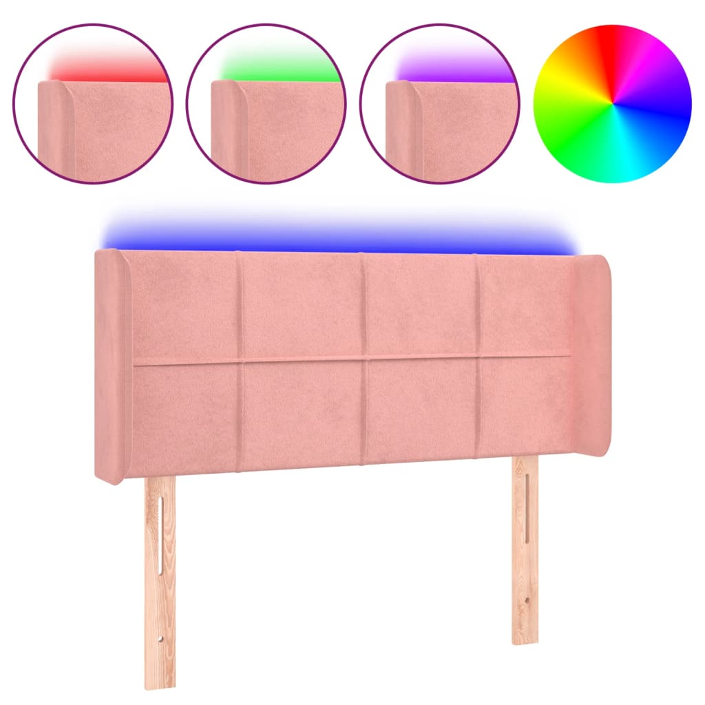 Hoofdbord LED 93x16x78/88 cm fluweel roze is nu te koop bij PeponiXL, paradijselijk wonen!