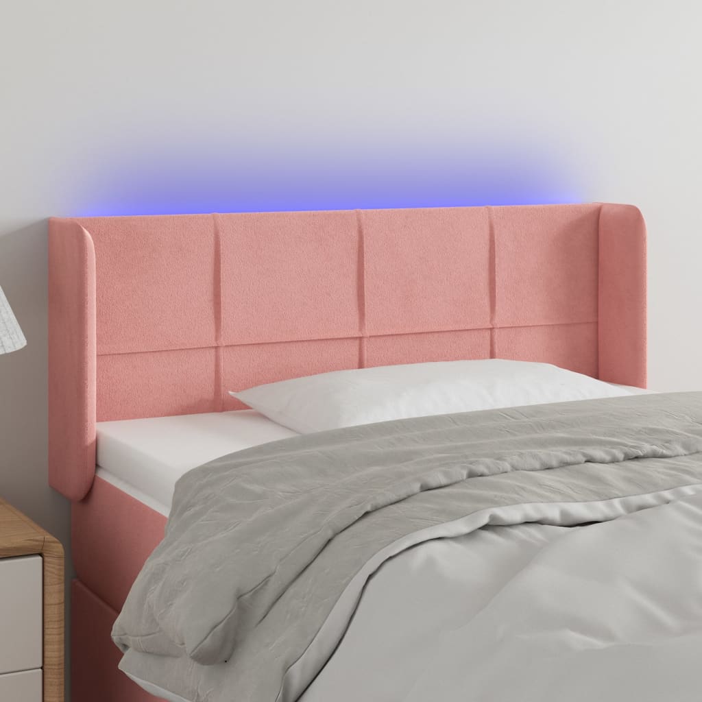 Hoofdbord LED 93x16x78/88 cm fluweel roze is nu te koop bij PeponiXL, paradijselijk wonen!