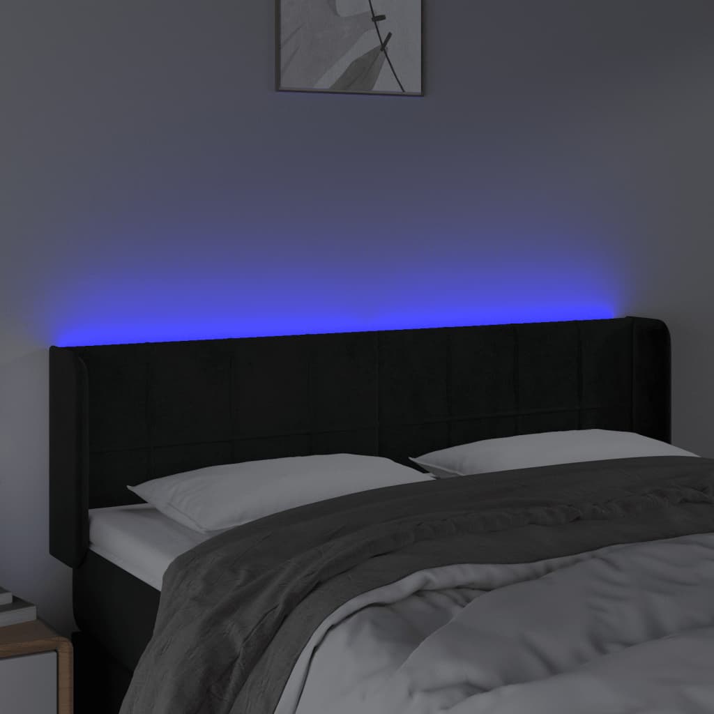Hoofdbord LED 147x16x78/88 cm fluweel zwart is nu te koop bij PeponiXL, paradijselijk wonen!
