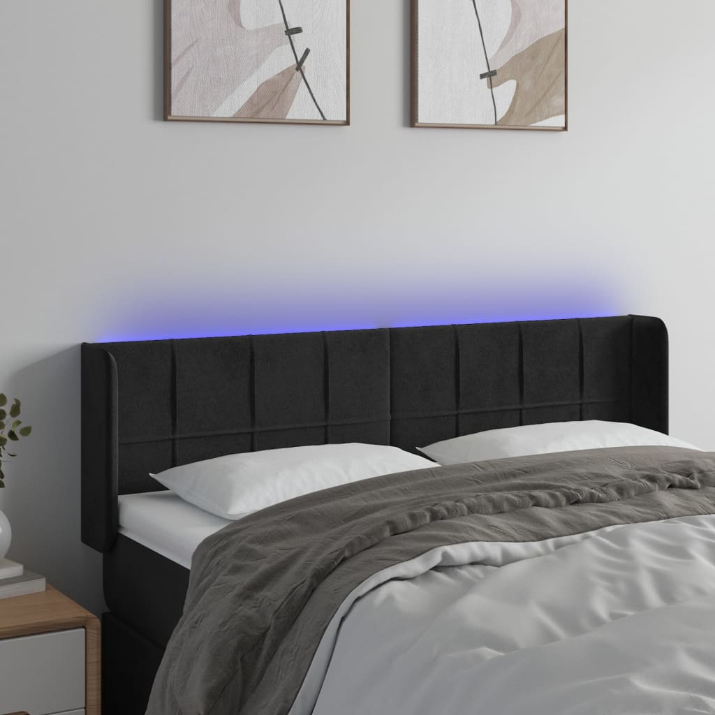Hoofdbord LED 147x16x78/88 cm fluweel zwart is nu te koop bij PeponiXL, paradijselijk wonen!