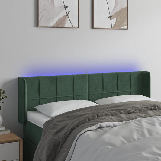 Hoofdbord LED 147x16x78/88 cm fluweel donkergroen is nu te koop bij PeponiXL, paradijselijk wonen!