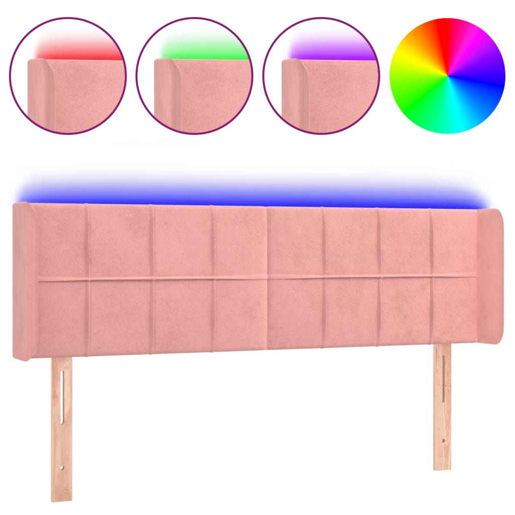 Hoofdbord LED 147x16x78/88 cm fluweel roze is nu te koop bij PeponiXL, paradijselijk wonen!