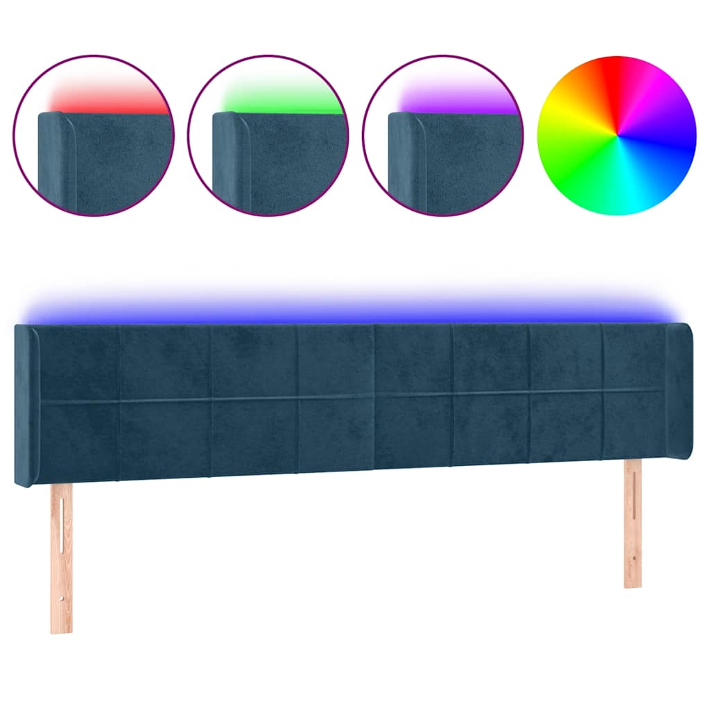 Hoofdbord LED 163x16x78/88 cm fluweel donkerblauw is nu te koop bij PeponiXL, paradijselijk wonen!