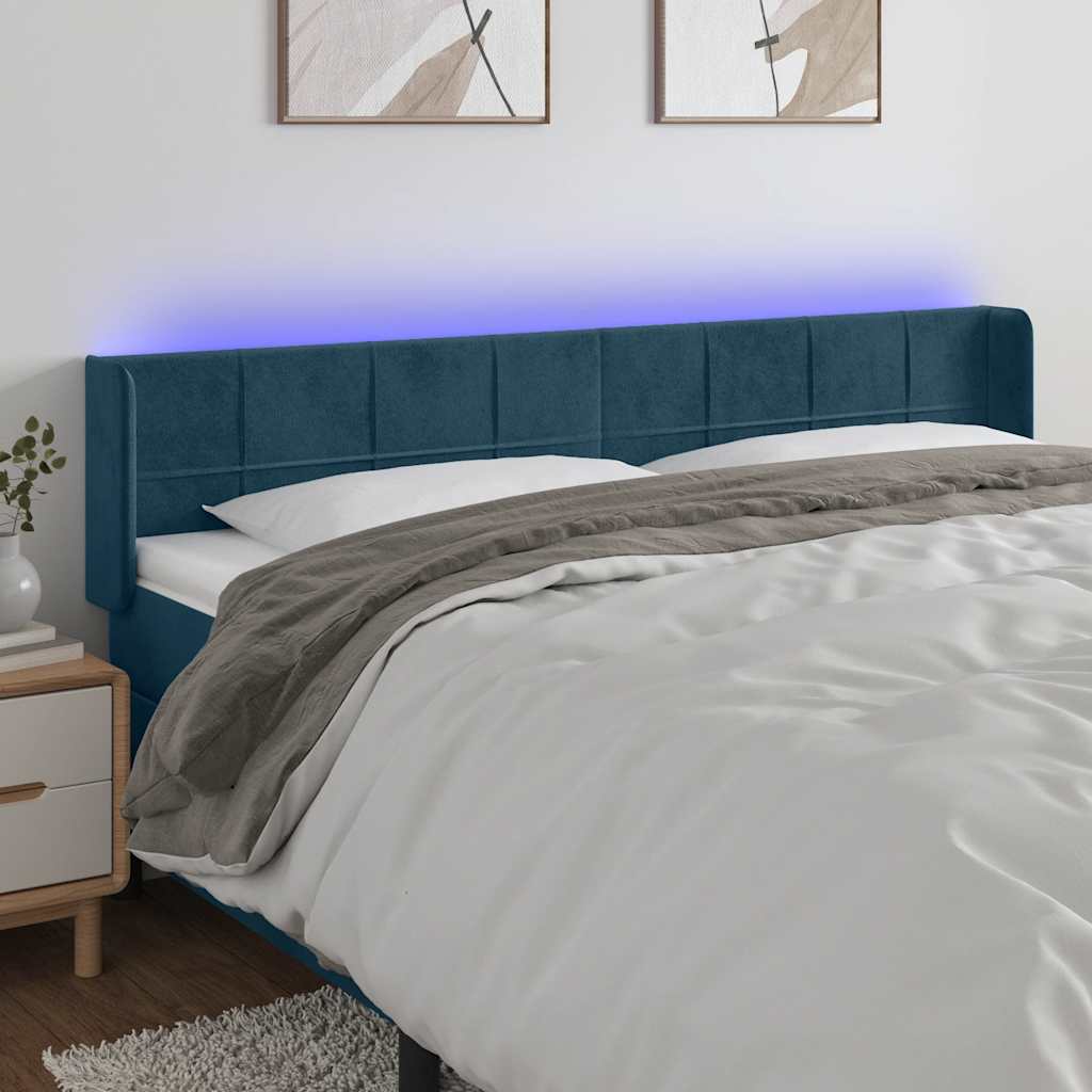 Hoofdbord LED 183x16x78/88 cm fluweel donkerblauw is nu te koop bij PeponiXL, paradijselijk wonen!